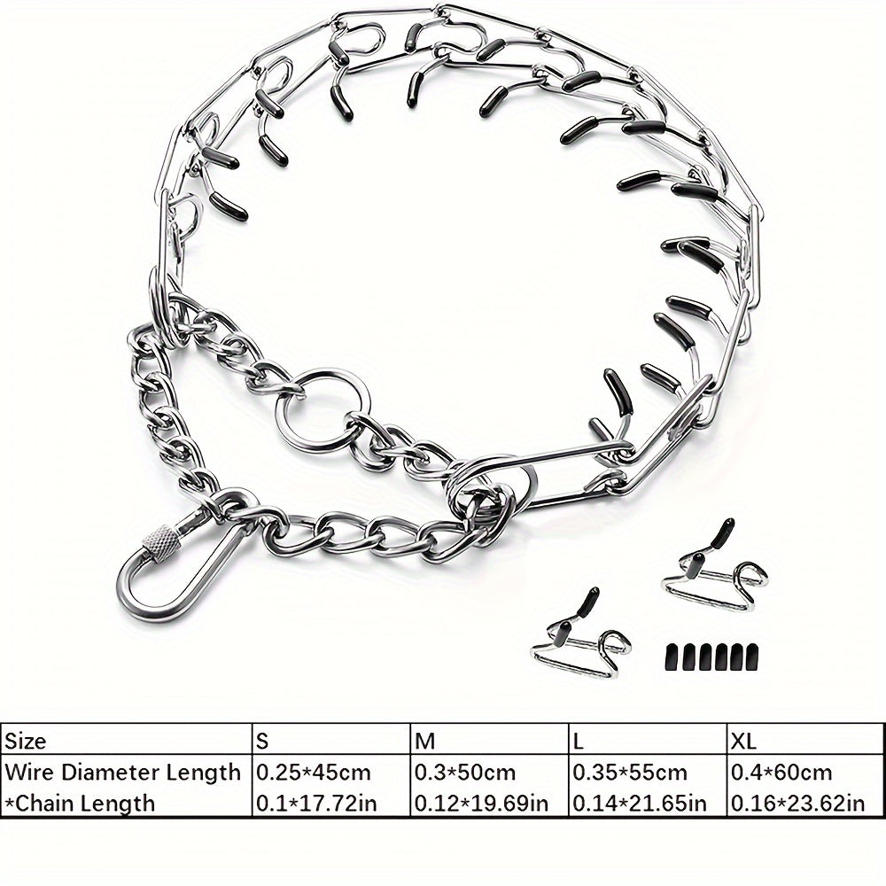 Prong Training Collar for Dogs with Rubber Tips – Adjustable Metal Pinch Collar for Small Medium and Large Breeds S & M