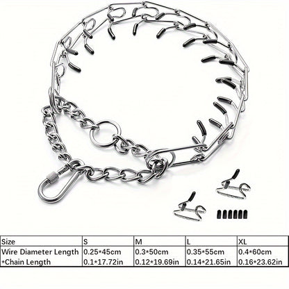 Prong Training Collar for Dogs with Rubber Tips – Adjustable Metal Pinch Collar for Small Medium and Large Breeds S & M