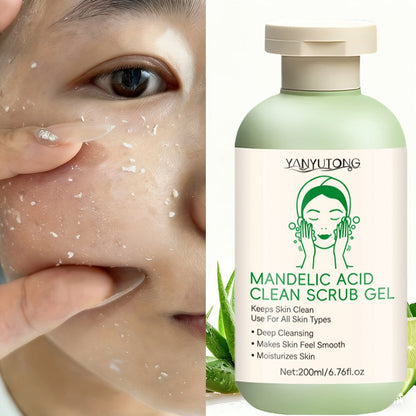 Aloe Vera Rose Exfoliating Gel with Mandelic Acid — Gentle Daily Face & Body Scrub for Deep Pore Cleansing, Hydration & Smooth Radiant Skin, All Skin Types, 200ml