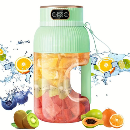Portable Blender Personal Juicer Cup - Upgraded 10-Blade USB Rechargeable Smoothie Blender for Fruits, Vegetables & Milkshakes, Large Capacity, Digital Display, Travel Cover, Sports & Outdoor Use