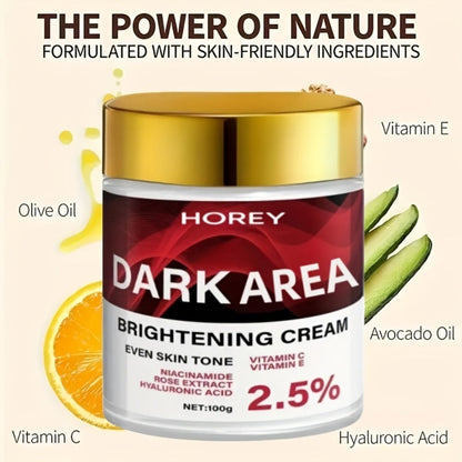 Vitamin C Brightening Face Cream with Glutathione & Vitamin E - Advanced 2.5% Formula, Fades Dark Spots & Evens Skin Tone, Deep Moisturizing for All Skin Types, 100g Daily Glow Skincare