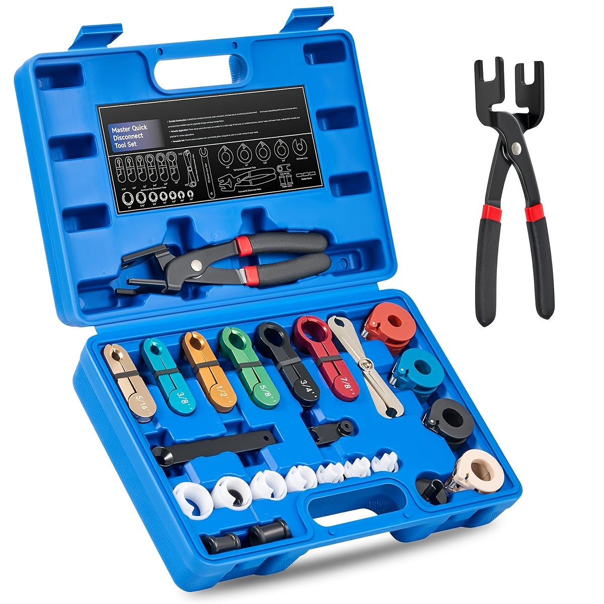 Fuel Line Disconnect Tool Set - 26pc Master Quick Disconnect Kit with AC & Transmission Disconnect Pliers for Fuel Line Removal, Automotive AC Fuel System Repair