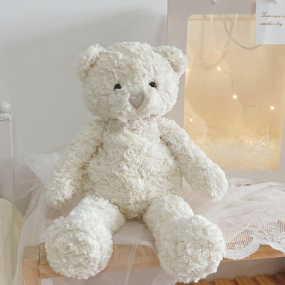 White Teddy Bear Plush Loving Heart – Soft Cute Stuffed Animal for Baby Girls Women, Kawaii Bear Toy, Birthday Valentine's Day Christmas Baby Shower Holiday Gift for Kids Toddlers