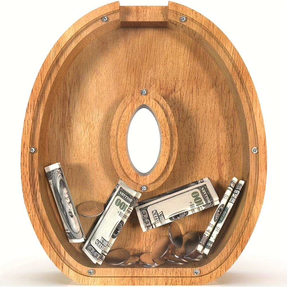 Wooden Letter Penny Bank – Alphabet Coin Bank Savings Box for Kids & Adults, Personalized Money Bank Birthday Gift, A to Z Initial Letter Bank