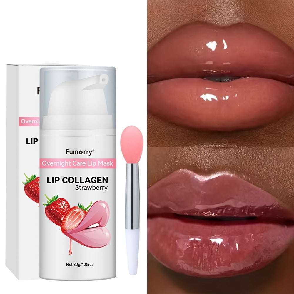 Collagen Lip Mask Overnight Plumping 30g — Moisturizing Repair Treatment for Dry Cracked Chapped Lips Night Care Revitalizing Softens Protects Firms Lip Skin Women 1.05oz
