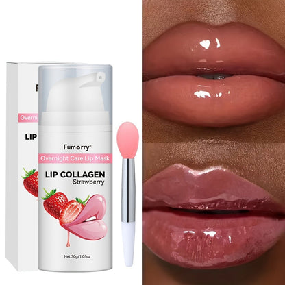 Collagen Lip Mask Overnight Plumping 30g — Moisturizing Repair Treatment for Dry Cracked Chapped Lips Night Care Revitalizing Softens Protects Firms Lip Skin Women 1.05oz