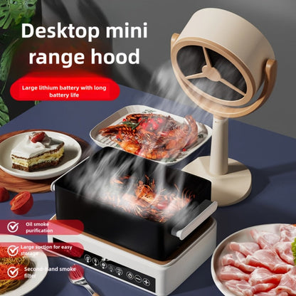 Portable USB Range Hood Handheld Exhaust Fan – Compact Smoke Absorber with 2 Filter Screens for BBQ, Hotpot, Desktop & Travel, Rechargeable Cordless