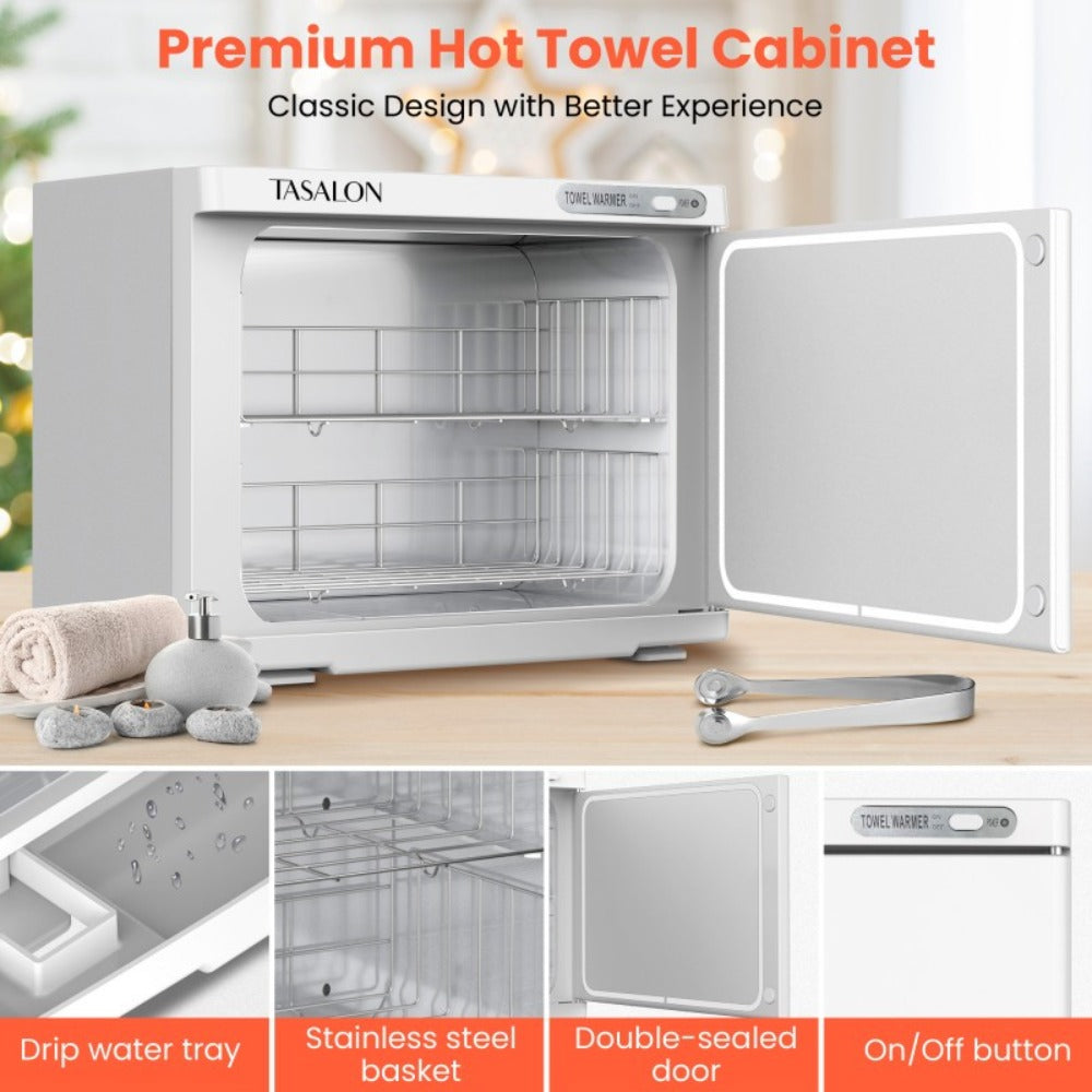 Hot Towel Warmer Cabinet 23L Holds 72 Towels Heats to 158-176°F in 10-15 Min – Professional Salon & Spa Facial Towel Steamer for Esthetician, Massage & Hair Beauty, Black & White