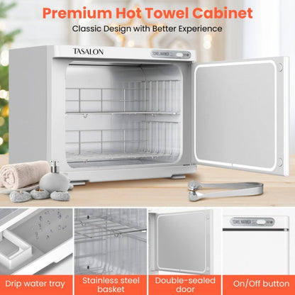 Hot Towel Warmer Cabinet 23L Holds 72 Towels Heats to 158-176°F in 10-15 Min – Professional Salon & Spa Facial Towel Steamer for Esthetician, Massage & Hair Beauty, Black & White