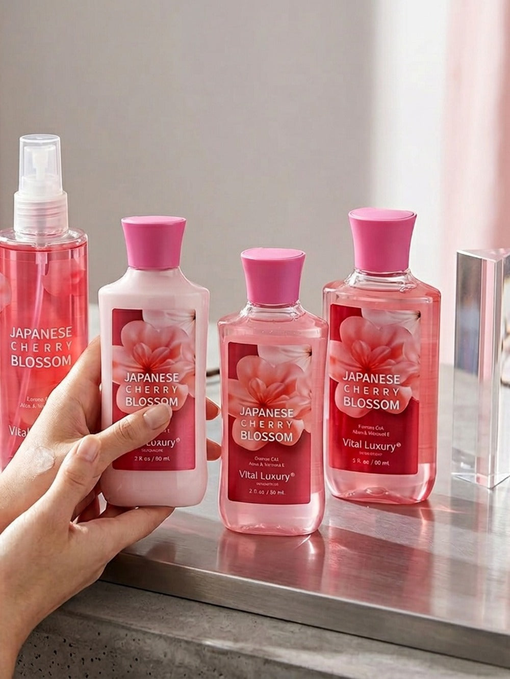 Bath Body Care Gift Set Shower Gel Body Lotion Body Mist Aloe Vera Vitamin E Glycerin Deep Moisturizing Fragrance Set for Women Cherry Blossom Lavender Vanilla Coconut All Skin Types