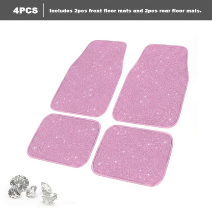 4/8pcs Set for Women Flash Crystal Car Floor Mats Sparkling Durable Waterproof Non-Slip Auto Foot Pads, Fashionable Car Interior Flooring And Carpeting, Easy-To-Clean Auto Interior for Cars, Universal Floor MATS, Christmas Present