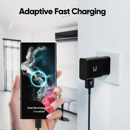 USB Wall Charger Compatible with Samsung Galaxy S25 S24 S23 S22 S21 S20 S10 S9 S8 S7 Note 10 - Adaptive 5V 2A Fast Charging, Bulk Pack 5pcs & 6pcs with Cables, White & Black Options