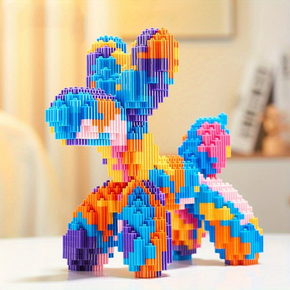 Balloon Dog Building Blocks Set – Colorful Interlocking Brick Sculpture Pop Art Home Decor Display Model for Adults Teens Art Lovers Birthday Christmas Gift 5 Colors