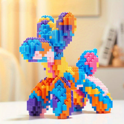 Balloon Dog Building Blocks Set – Colorful Interlocking Brick Sculpture Pop Art Home Decor Display Model for Adults Teens Art Lovers Birthday Christmas Gift 5 Colors