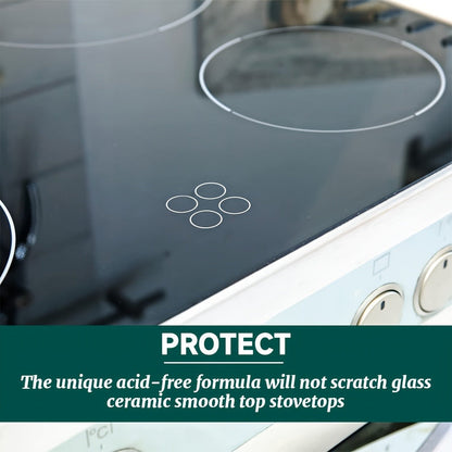 Glass Cooktop Cleaner and Polish – Powerful Stain Remover, Removes Oil Film, Water Spots & Burnt-On Residue, Long-Lasting Surface Protection for Ceramic & Induction Cooktops – 5 Pack Value Set