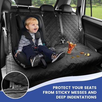 Bench Seat Cover for Back Seat – Waterproof 900D Full Rear Seat Protector for Pets & Kids, Universal Fit Cars Trucks SUVs, Non-Slip Machine Washable, Seat Belt & Armrest Access, Black