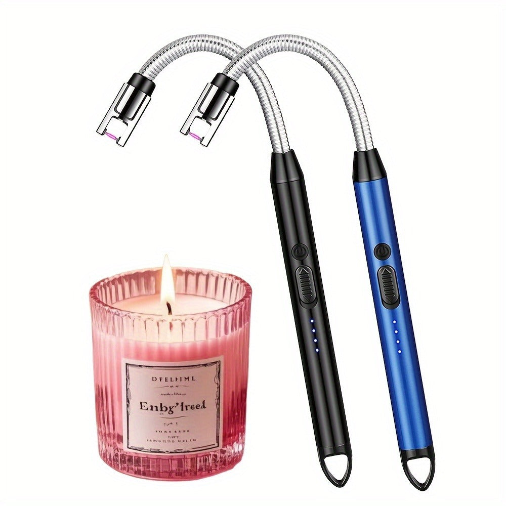 USB Rechargeable Electric Arc Lighter, 360° Rotating Flameless Plasma Igniter with Safety Switch for Candles, BBQ, Camping, Kitchen – 1pc or 2pcs Set