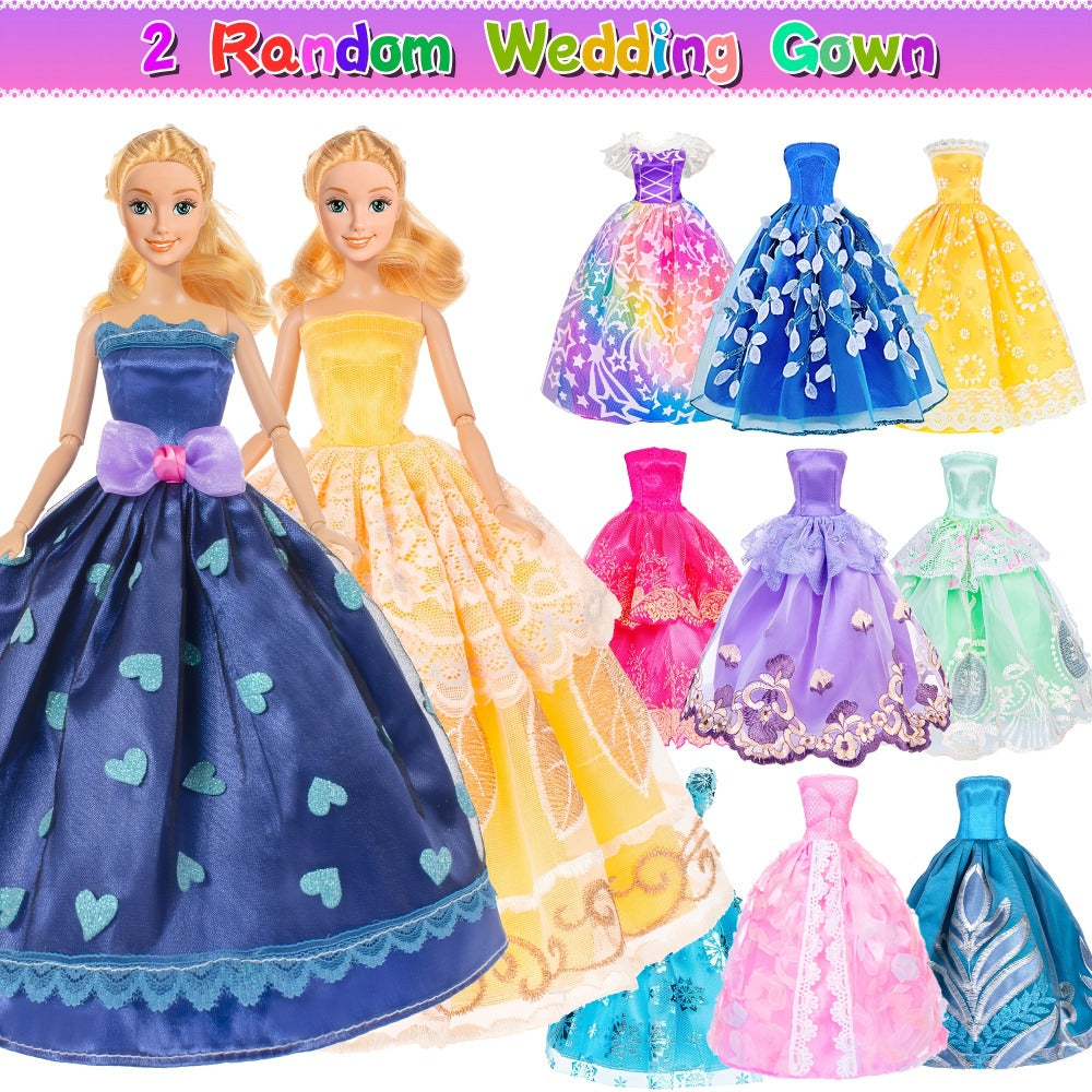 Fashion Girl Doll 11.5 Inch with Clothes Accessories Set – Includes Doll Fur Coat Princess Gowns Fashion Dresses Shoes Crowns Necklaces Pet Dog Creative Gift for Girls Ages 4-12 Birthday Christmas