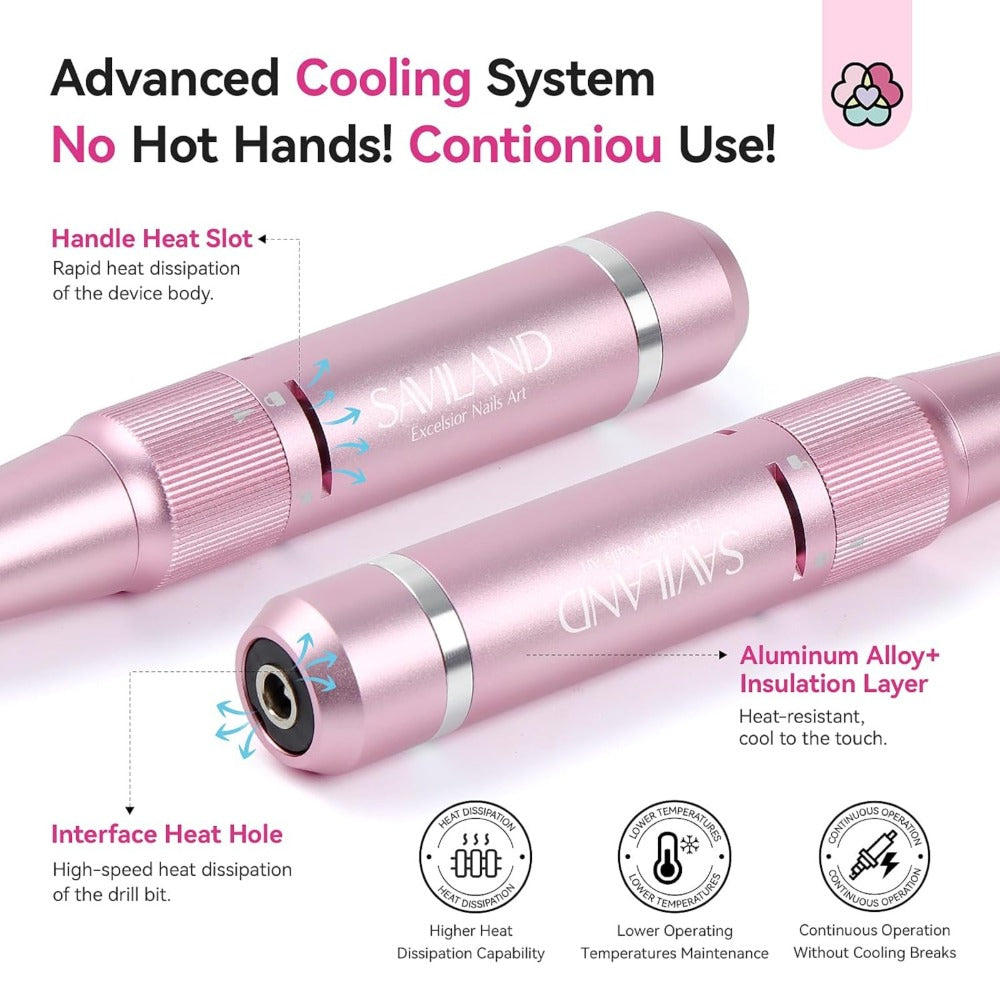 Electric Nail Drill 40000 RPM Rechargeable Professional Nail Drill Machine 4000mAh Battery LCD Display Ceramic Bits Sanding Bands for Acrylic Gel Nails Salon Home Use