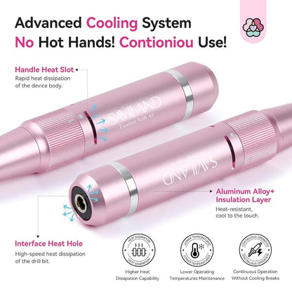 Electric Nail Drill 40000 RPM Rechargeable Professional Nail Drill Machine 4000mAh Battery LCD Display Ceramic Bits Sanding Bands for Acrylic Gel Nails Salon Home Use