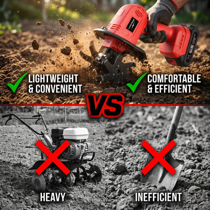 Cordless Electric Cultivator 20V Lightweight Handheld Rotary Tiller – 9-Inch Width 6.6-Inch Depth, 1 or 2 Batteries & Charger, Garden Soil Tiller for Courtyard Farmland Vegetable Garden Raised Bed