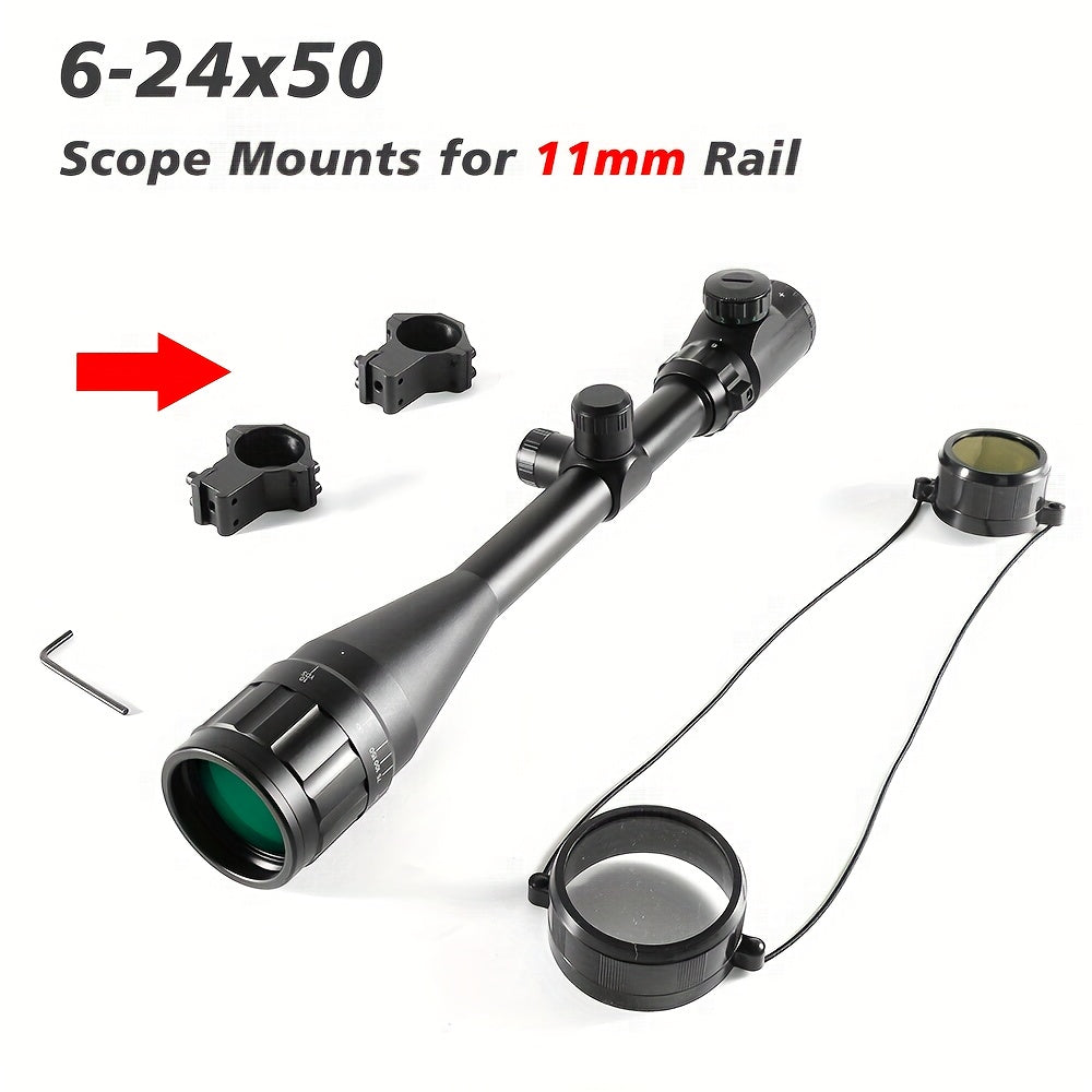 6-24X50 AO Rifle Scope with Illuminated Red Green Reticle, Long Range Hunting Scope for 20mm Picatinny Rail Mount, Tactical Optical Sight for Shooting & Outdoor Use