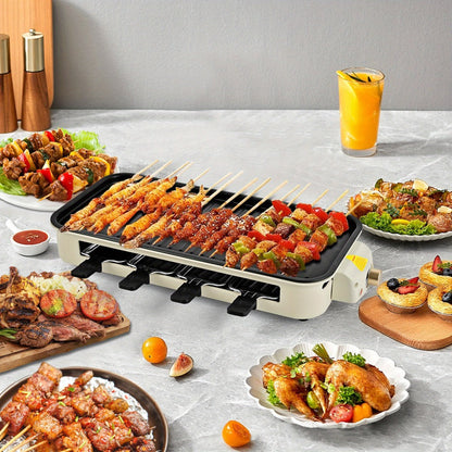 Indoor Electric Smokeless Grill 1500W – Raclette Table Grill with 3 Mini Pans, 16x9" Non-Stick Detachable Plate, Dishwasher Safe, Portable for Home Kitchen