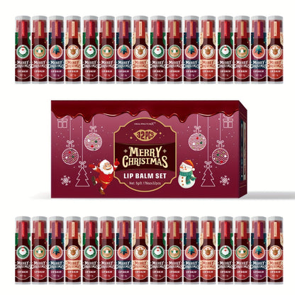 Christmas Lip Gloss & Balm Set 32 Pcs — MISS FACTOR Holiday Gift, Long-Lasting Hydrating Smudge-Proof Formula, Lipstick-Like Tubes, Festive Stocking Stuffer for Women Girls & Beauty Lovers