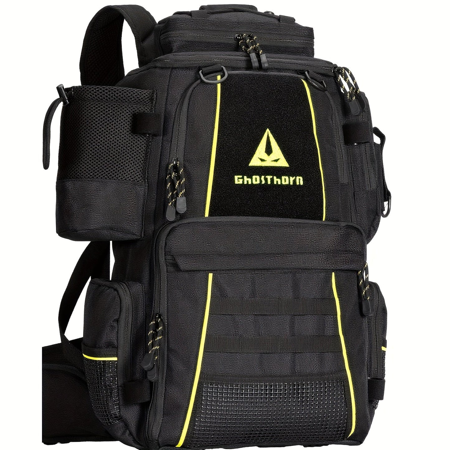 Large Fishing Tackle Bag with 4 Tackle Boxes – 43L Backpack with Rod Holder, Detachable Waist Pack & Gear Storage for Men Women | Black, Khaki & Camo