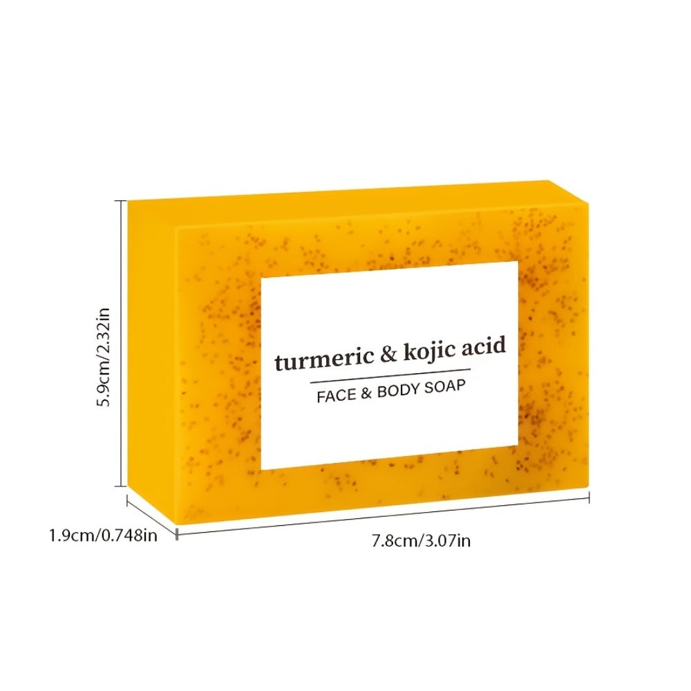 Kojic Acid Turmeric Soap Bar Set 12 Pack 100g with 4 Bubble Nets - Ginger Lemon Handmade Moisturizing Brightening Body Soap for Dark Spots Even Skin Tone Gentle Unisex Travel Gift
