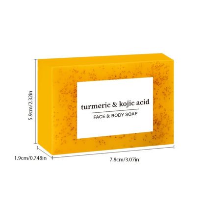 Kojic Acid Turmeric Soap Bar Set 12 Pack 100g with 4 Bubble Nets - Ginger Lemon Handmade Moisturizing Brightening Body Soap for Dark Spots Even Skin Tone Gentle Unisex Travel Gift