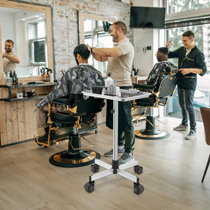 6-Color Premium Aluminum Salon Rolling Tray on Wheels — Adjustable Height Hairdresser Cart, Tattoo Tray, Spa Service Trolley for Nail Tech, Barber & Beauty Studio
