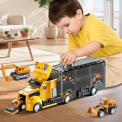 Diecast Construction Truck Toy Set 7-in-1 for Kids Ages 3-9 – Excavator, Bulldozer, Dinosaur Car, Race Cars, Boys & Girls Birthday Easter Gift