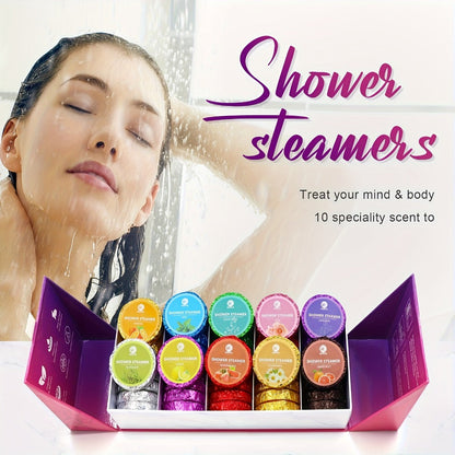 Shower Steamers 40 Pcs Spa Gift Set — 10 Unique Aromatherapy Scents Rose Lavender Eucalyptus Rosemary, Self Care Bath Bombs Shower Fizzy for Women Men Holiday Birthday Gift