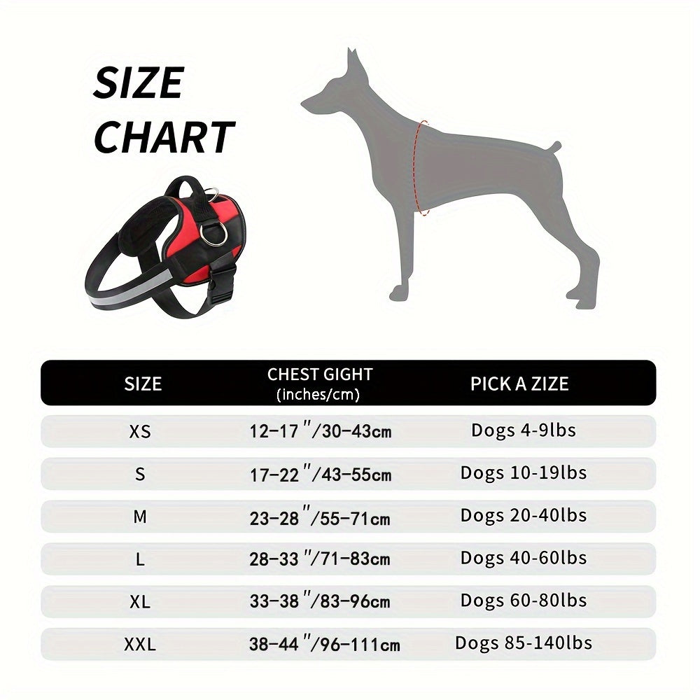 Breathable Reflective Dog Harness with Control Handle – Adjustable Outdoor Vest for Walking Running Hiking – XS to XXL