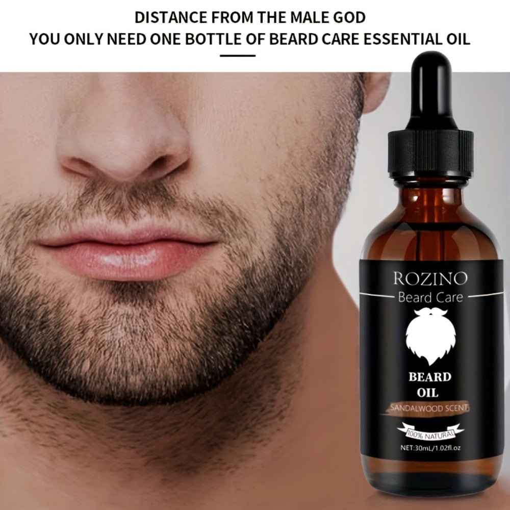 Beard Oil for Men – Sandalwood Scent with Plant Essence, Deep Moisturizing & Nourishing Beard Care Oil for Soft Smooth Glossy Beard, Daily Grooming Essential for Men, 30ml