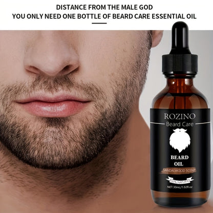 Beard Oil for Men – Sandalwood Scent with Plant Essence, Deep Moisturizing & Nourishing Beard Care Oil for Soft Smooth Glossy Beard, Daily Grooming Essential for Men, 30ml