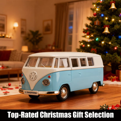 Volkswagen T1 Bus Diecast Model Car 1:36 Scale Zinc Alloy Pullback | Vintage Blue & White, Detailed Interior | Collectible Toy Car Gift for Boys Girls