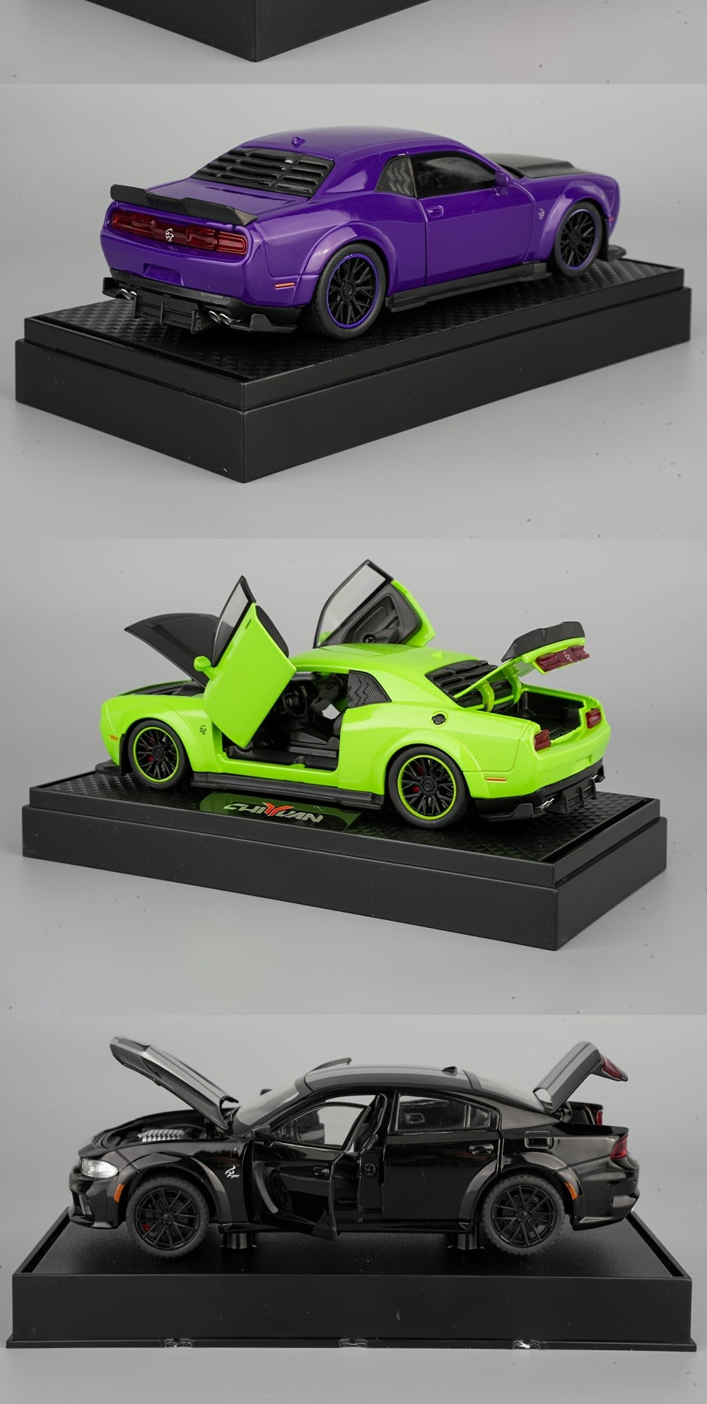 1:32 Scale Dodge Hellcat Die-Cast Metal Car Model with Openable Doors & Display Base – Collector Diecast Vehicle, Desk Decoration, Birthday Christmas Gift for Adults Men