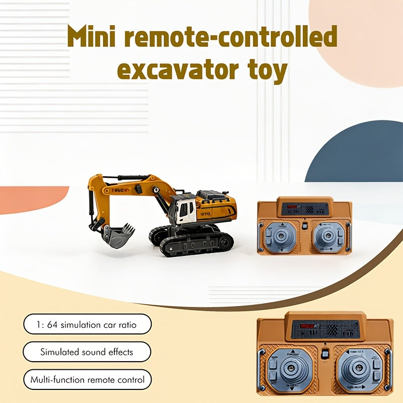 RC Excavator Toy 1:24 Scale 2.4GHz 9-Channel Remote Control with Alloy Metal Cap Lights & Sound Rechargeable Battery – Construction Truck for Boys Ages 6+ Birthday Christmas Gift Multiple Colors
