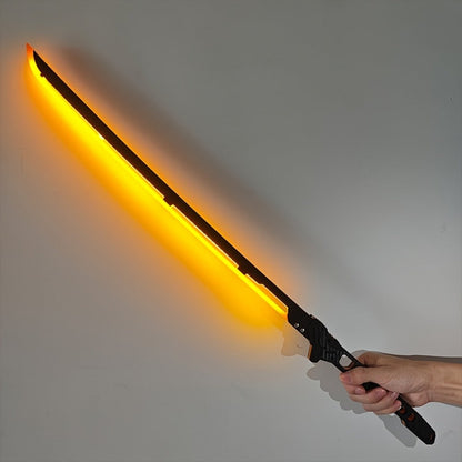 LED Cyberpunk Katana Prop 80cm Acrylic Luminous – 1:1 Scale Sci-Fi Glowing Sword for Cosplay Halloween Masquerade Party Display Collectible Blunt Safe Red Orange Green