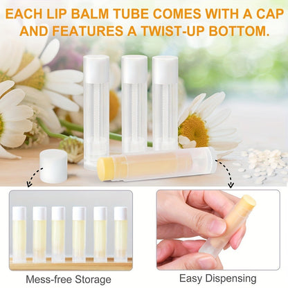 Empty Lip Balm Tubes 50 Pack with Filling Tray & Spatula – 5.5ml Clear BPA Free DIY Lip Balm Making Kit, Food Grade Leak Proof Containers for Homemade Lip Balm, Lipstick & Cosmetics Crafting