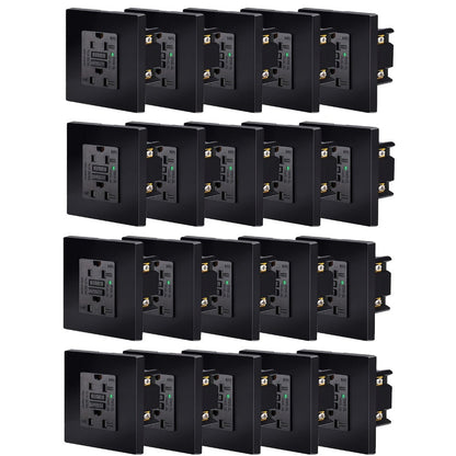 GFCI Outlet 20 Amp Tamper Resistant WR Weather Resistant with Wall Plate ETL Listed LED Indicator Test Reset Button Ground Fault Circuit Interrupter for Bathroom Kitchen Garage 2 4 6 10 20 Pack Black White
