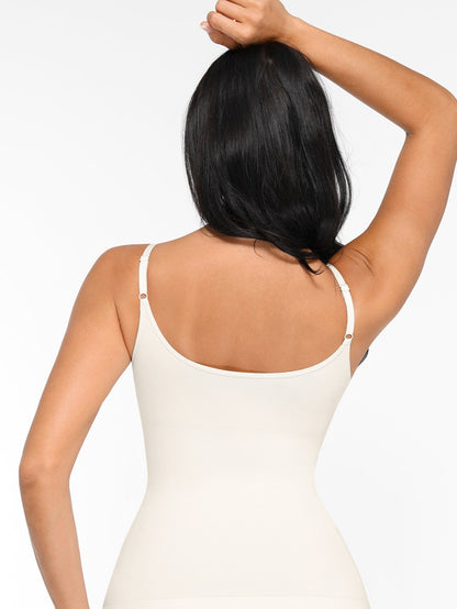 Women's Tummy Control Shapewear Camisole - Solid Color Body Smoothing, Black