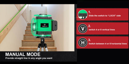 16-Line 4D Laser Level 360° Self-Leveling Cross Line Laser with Rechargeable Battery – Professional Rotary Laser for Construction, Tiling, Framing & Interior Alignment