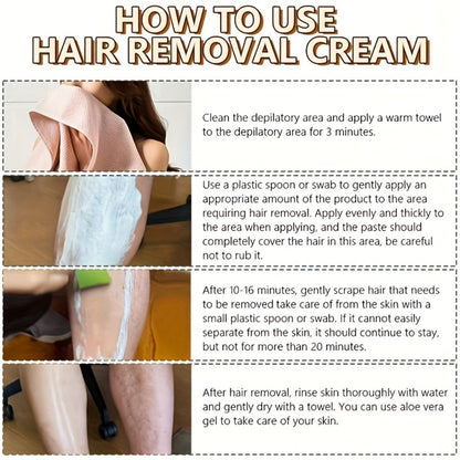 Semi Permanent Hair Removal Cream – Coconut Formula 150g, Use Once for 3-Month Effectiveness, Instant Non-Irritating Smooth & Residue-Free Depilatory for Face, Lips, Armpits, Legs & Private Areas