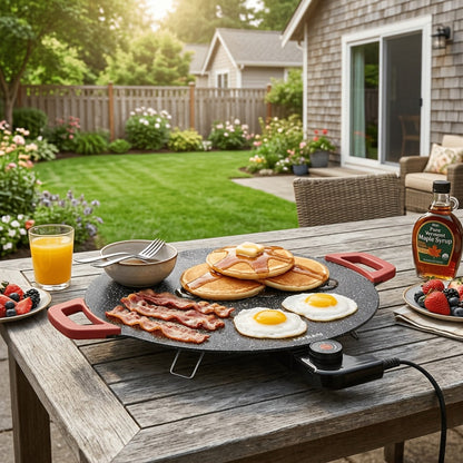 Electric Griddle Non-Stick with Adjustable Temperature – 14.17" & 15.75" Sizes, Fast Heating for Pancakes, Crepes, Pizza & BBQ, Easy Clean Portable Cooking Pan for Breakfast & Family Meals