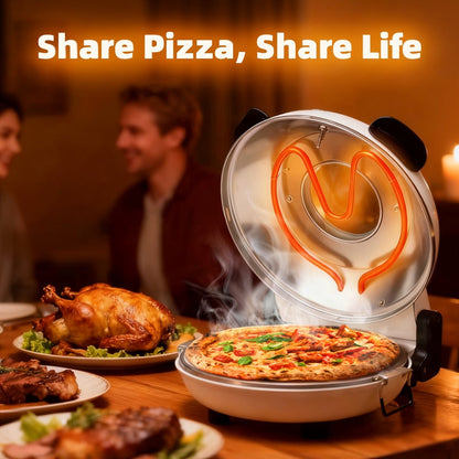Indoor Pizza Oven Countertop – 12-Inch Electric Pizza Maker Machine for Home Kitchen, Heats Up to 800°F, Fast Baking Grill Oven with Even Heat Distribution, White