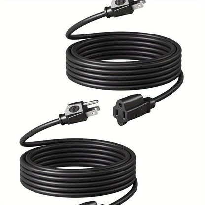 Extension Cord 2-Pack 20FT 3-Prong Indoor Outdoor 16/3 SJTW Flexible Tangle-Free All-Copper Wire 125V 13A 1625W NEMA 5-15 for Home Office Computer Appliances Christmas Lights Black
