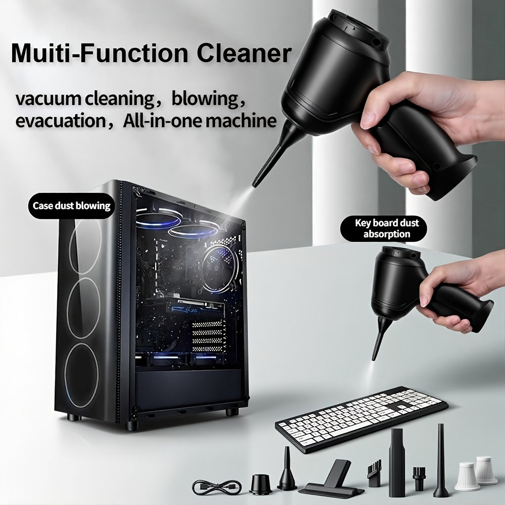A Three In One Wireless Vacuum Cleaner with A High Power, Which Can Be Used for Suction, Air Extraction, And Blowing, Both In The Car And At Home. It Has An Extended Battery Life, Can Absorb Dust, Debris, Pet Hair, Air Extraction, And Dust Blowing